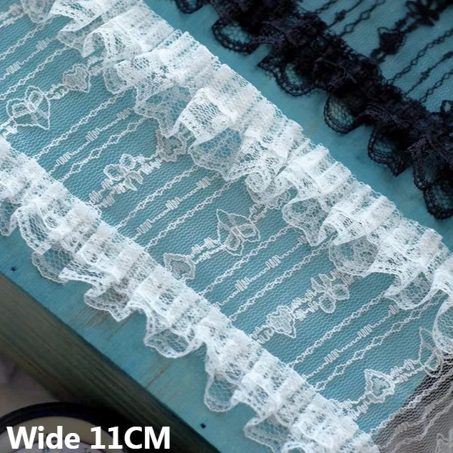 11CM Wide White Black Mesh Tulle Embroidered Lace Fabric Fringe Ribbon Ruffle Trim Princess Dress Collar Clothing Sewing Decor
11CM Wide White Black Mesh Tulle Embroidered Lace Fabric Fringe Ribbon Ruffle Trim Princess Dress Collar Clothing Sewing Decor