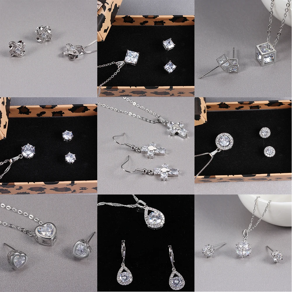Bridal Jewelry Set Cubic Zircon Earrings And Chain Pendant Necklace Combination Set For Women Popular Jewelry Anniversary Gifts
Bridal Jewelry Set Cubic Zircon Earrings And Chain Pendant Necklace Combination Set For Women Popular Jewelry Anniversary Gifts