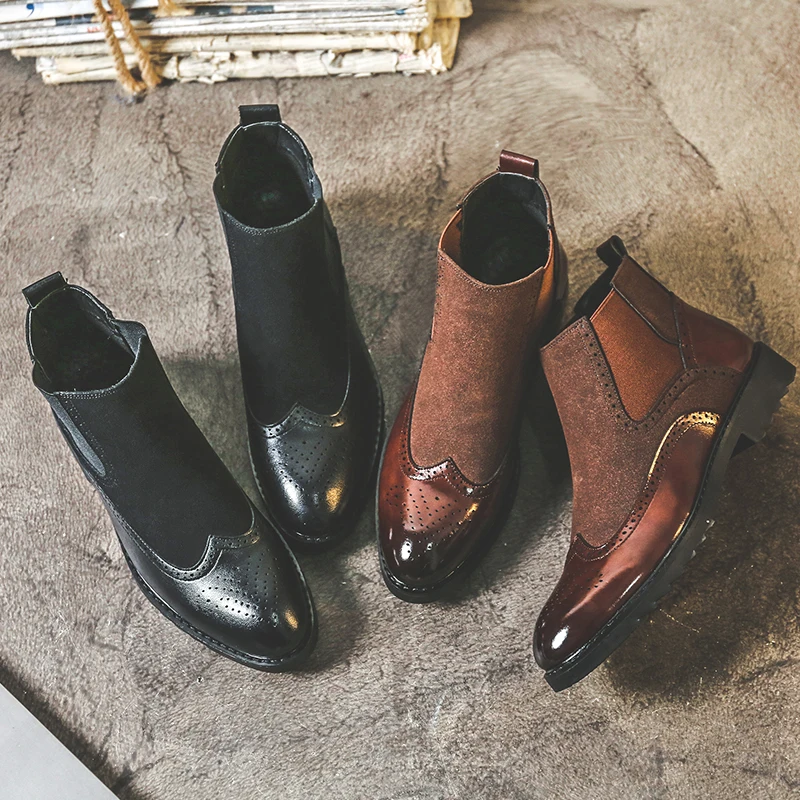 New Vintage Casual Men Brogue Shoes Pointed Toe Split Leather Ankle Boots Wedge Wedding Platform Boots Slip-On Chelsea Boots
New Vintage Casual Men Brogue Shoes Pointed Toe Split Leather Ankle Boots Wedge Wedding Platform Boots Slip-On Chelsea Boots