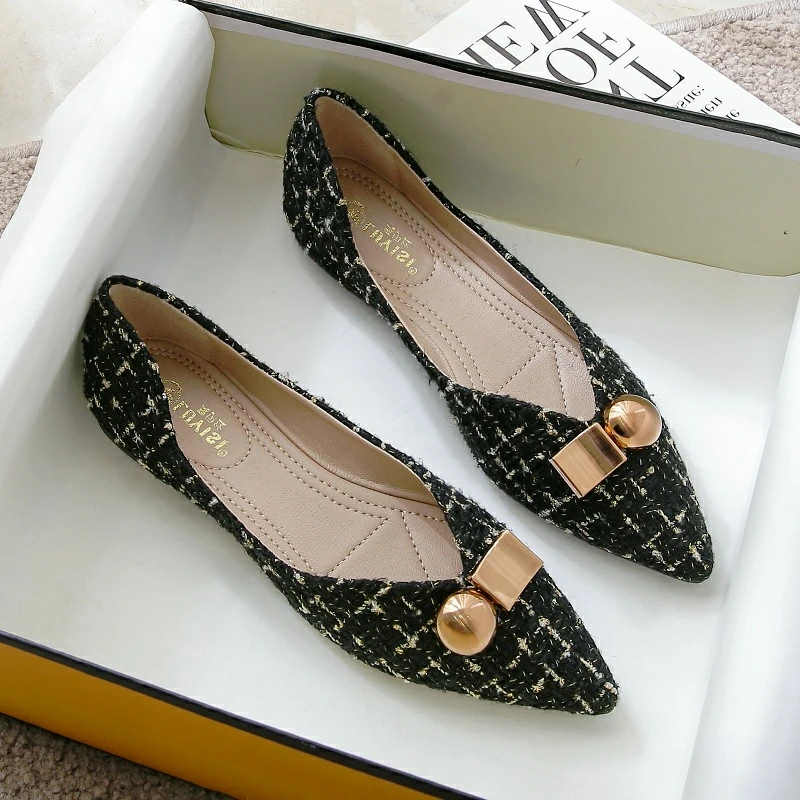 Women Flats Black Apricot Flat Heel Shoes for Ladies Daily Use OL Working Shoes Pointed Toe Size 31-46 Metal Decoration 2022 New
Women Flats Black Apricot Flat Heel Shoes for Ladies Daily Use OL Working Shoes Pointed Toe Size 31-46 Metal Decoration 2022 New