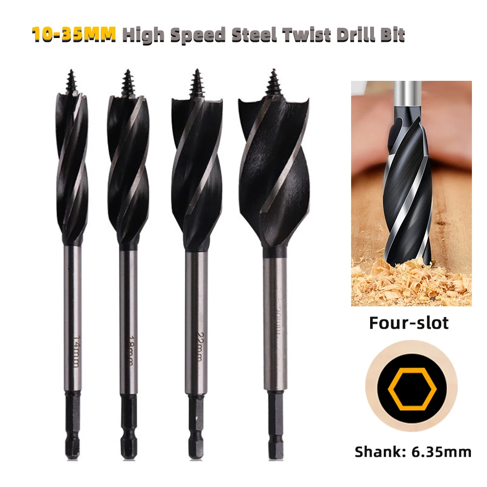 1PC 10-35MM High Speed Steel Twist Drill Bit Long Four-slot Four-blade Auger Drill Woodworking tools Drill Bit Hole Opener saw
1PC 10-35MM High Speed Steel Twist Drill Bit Long Four-slot Four-blade Auger Drill Woodworking tools Drill Bit Hole Opener saw