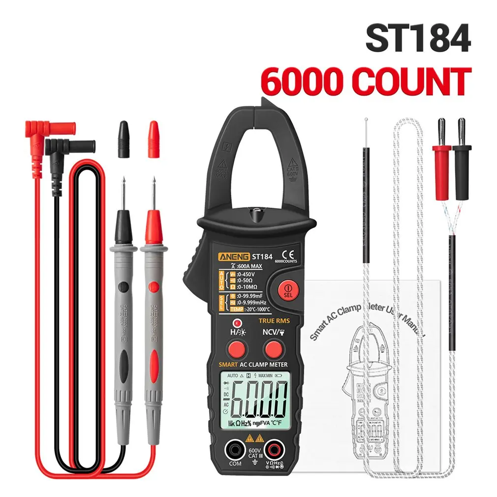 Smart Digital Clamp Meter ST184 Without Battery Digital Multimeter Clamp Meter Professional Measuring Tester
Smart Digital Clamp Meter ST184 Without Battery Digital Multimeter Clamp Meter Professional Measuring Tester