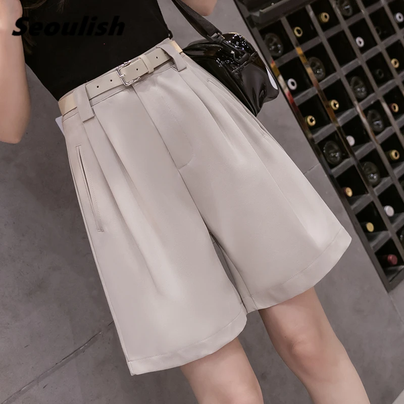 Seoulish 2021 New Summer Women's Suit Pants with Belted High Waist Office Lady Wide Leg Half Pants Elegant Loose Trousers Pocket
Seoulish 2021 New Summer Women's Suit Pants with Belted High Waist Office Lady Wide Leg Half Pants Elegant Loose Trousers Pocket