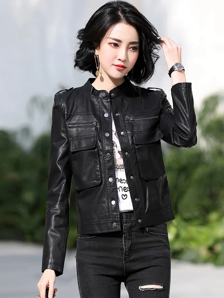 Faux Jacket Black Women Spring Autumn Korean Biker Leather Coat Short Abrigo Mujer Pph566
Faux Jacket Black Women Spring Autumn Korean Biker Leather Coat Short Abrigo Mujer Pph566