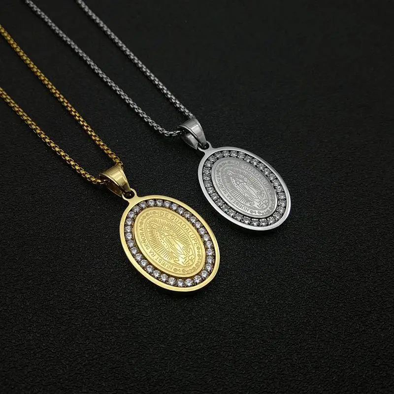 Hip Hop Prong Setting AAA CZ Stone Bling Iced Out Stainless Steel Virgin Mary Pendants Necklaces for Men Women Fashion Jewelry
Hip Hop Prong Setting AAA CZ Stone Bling Iced Out Stainless Steel Virgin Mary Pendants Necklaces for Men Women Fashion Jewelry