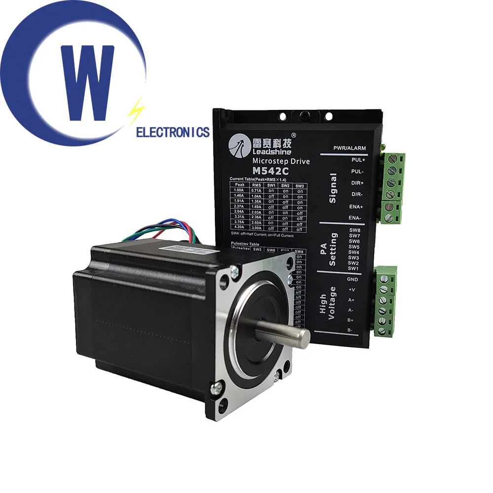 Leadshine 2 Phase 57 Series NEMA23 Stepper Motor Kit 57HS21A + Driver M542C Input Voltage VDC20-50V Original Product
Leadshine 2 Phase 57 Series NEMA23 Stepper Motor Kit 57HS21A + Driver M542C Input Voltage VDC20-50V Original Product