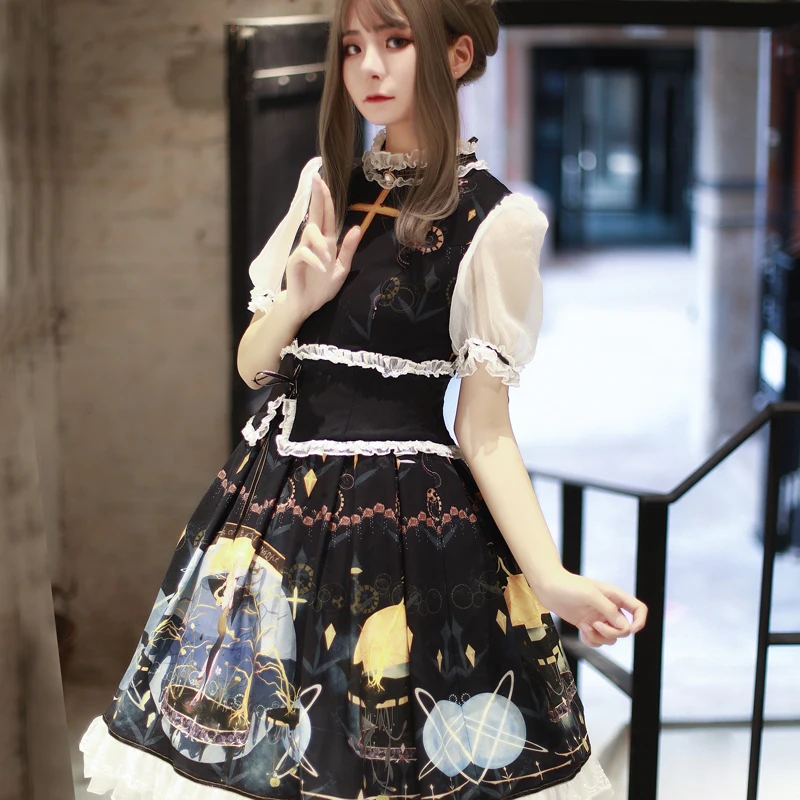 Palace princess daily gothic lolita dress vintage high collar puff sleeve printing victorian dress kawaii girl loli cosplay
Palace princess daily gothic lolita dress vintage high collar puff sleeve printing victorian dress kawaii girl loli cosplay