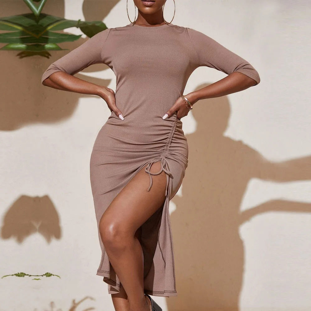 Sexy Knitted Dress Female Autumn And Winter New V-neck Long-sleeved Stretch Tight-fitting Hip Dress With Slits Ins Fashion
Sexy Knitted Dress Female Autumn And Winter New V-neck Long-sleeved Stretch Tight-fitting Hip Dress With Slits Ins Fashion