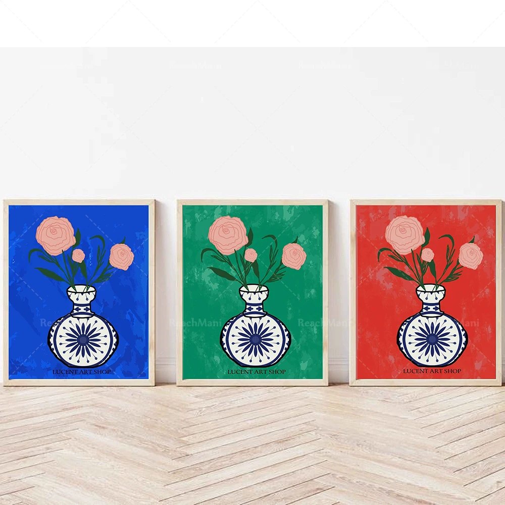 Vase poster, 3 piece set of plant wall art prints, ceramic tile pattern vase, boho style, printable art bouquet poster
Vase poster, 3 piece set of plant wall art prints, ceramic tile pattern vase, boho style, printable art bouquet poster