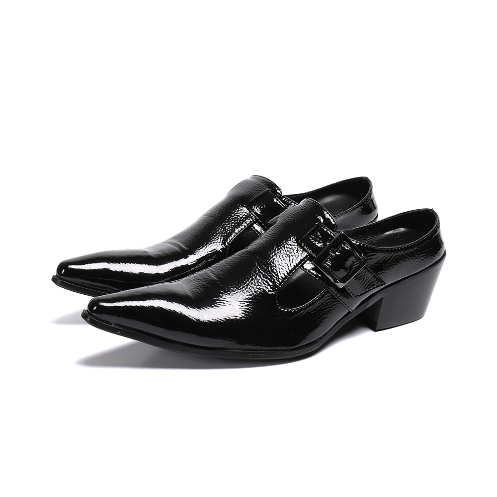 High Heels Patent Leather Man Dress Shoes Fashion Slip On Oxfords For Men Genuine Leather Punk Buckle Formal Party Wedding Shoes
High Heels Patent Leather Man Dress Shoes Fashion Slip On Oxfords For Men Genuine Leather Punk Buckle Formal Party Wedding Shoes