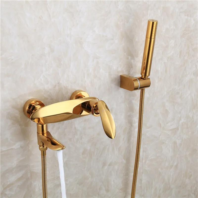 Gold Bathroom Shower Faucet Set, Hot & Cold Bathing Mixer Chrome Brass Bathtub Taps,Single Handle with Handheld,Wall Mount,Black
Gold Bathroom Shower Faucet Set, Hot & Cold Bathing Mixer Chrome Brass Bathtub Taps,Single Handle with Handheld,Wall Mount,Black