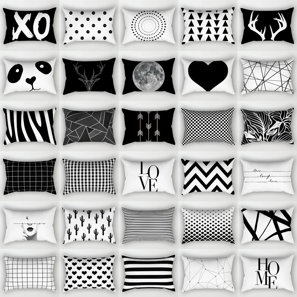 30X50CM Black & White Waist Pillows Case Hot Modern Nordic Geometric Print Cushion Case Livingroom Sofa Bed Decorative Pillows
30X50CM Black & White Waist Pillows Case Hot Modern Nordic Geometric Print Cushion Case Livingroom Sofa Bed Decorative Pillows