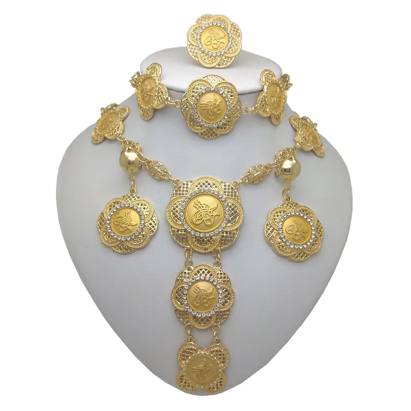 African Costume Jewelry Sets Dubai Gold color Nigerian Necklace Bracele Earrings Sets Wholesale Bridal wedding Jewelry Set Women
African Costume Jewelry Sets Dubai Gold color Nigerian Necklace Bracele Earrings Sets Wholesale Bridal wedding Jewelry Set Women