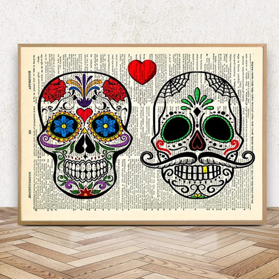 Couple Skull Heart Love Art Posters and Prints Mexican Skull Canvas Wall Art Day of The Dead Gift Nordic Living Room Home Decor
Couple Skull Heart Love Art Posters and Prints Mexican Skull Canvas Wall Art Day of The Dead Gift Nordic Living Room Home Decor