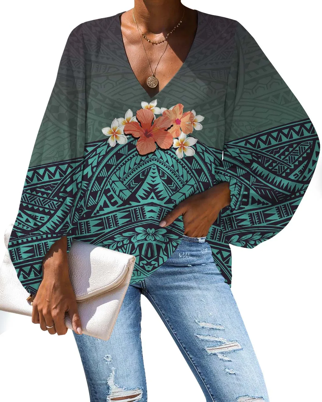 Vintage Polynesian Tonga Traditional Tribal Floral Print Lantern Sleeve Chiffon Shirts Women Designer Modern Long Sleeve
Vintage Polynesian Tonga Traditional Tribal Floral Print Lantern Sleeve Chiffon Shirts Women Designer Modern Long Sleeve