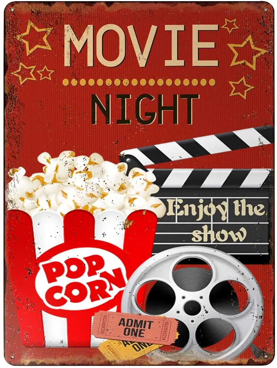 Movie Night Poster Tin Sign Enjoy The Show with Popcorn Metal Sign Wall Decor Metal Iron Tin Sign Vintage Hanging Wall Art for
Movie Night Poster Tin Sign Enjoy The Show with Popcorn Metal Sign Wall Decor Metal Iron Tin Sign Vintage Hanging Wall Art for