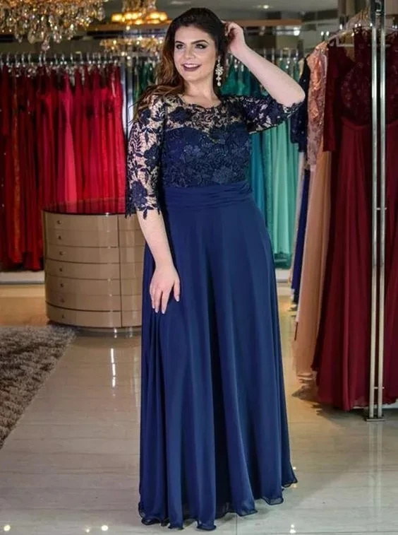 Angelsbridep Royal Blue Chiffon Lace Mother of the Bride Dresses 3/4 Long Sleeves Formal Party Gowns Full Length Mother's Dress
Angelsbridep Royal Blue Chiffon Lace Mother of the Bride Dresses 3/4 Long Sleeves Formal Party Gowns Full Length Mother's Dress