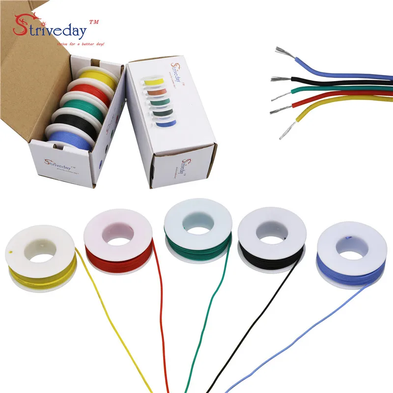 20AWG 30 м/коробка (набор из 5 цветов) высококачественный многожильный провод гибкий силиконовый кабель электрические Медные Провода из луженой меди
20AWG 30 м/коробка (набор из 5 цветов) высококачественный многожильный провод гибкий силиконовый кабель электрические Медные Провода из луженой меди