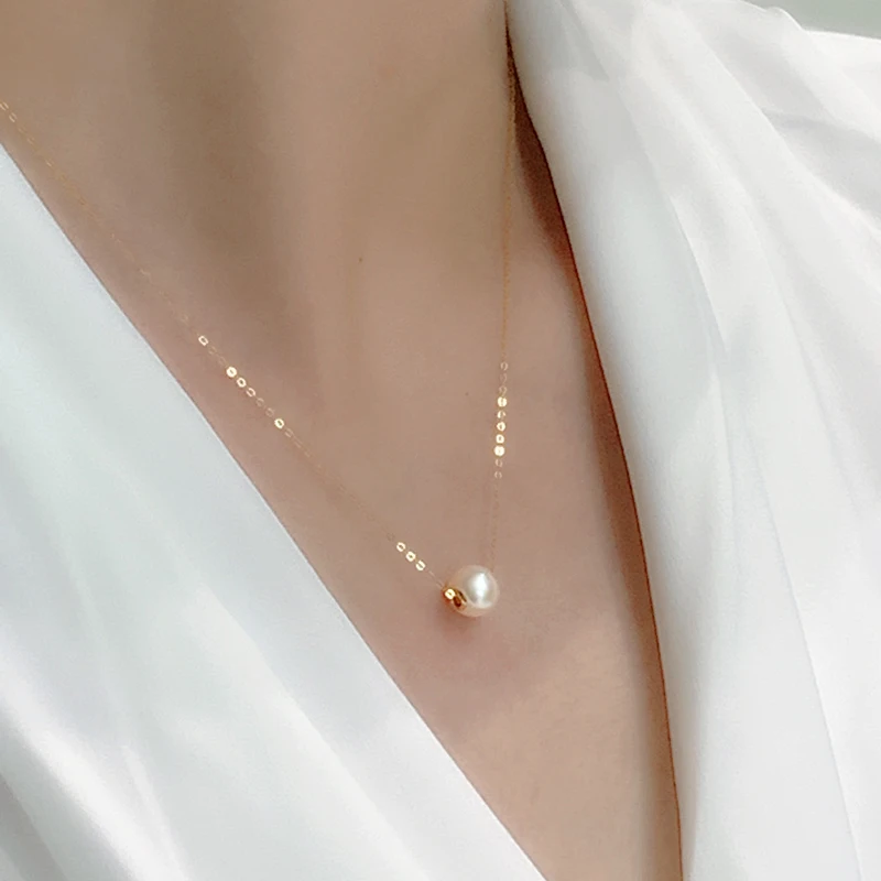 NYMPH 18K yellow gold Natural Freshwater Pearl Necklace Pendant Genuine AU750 fine JewelryParty Gift For Girl D340
NYMPH 18K yellow gold Natural Freshwater Pearl Necklace Pendant Genuine AU750 fine JewelryParty Gift For Girl D340