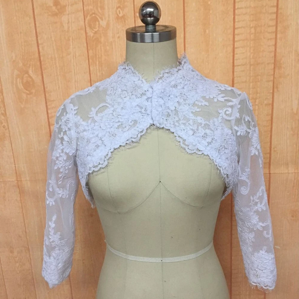 3/4 Long Sleeve Bridal Jacket Lace Wedding Bolero Shawl Appliques Wedding Coat Customized
3/4 Long Sleeve Bridal Jacket Lace Wedding Bolero Shawl Appliques Wedding Coat Customized