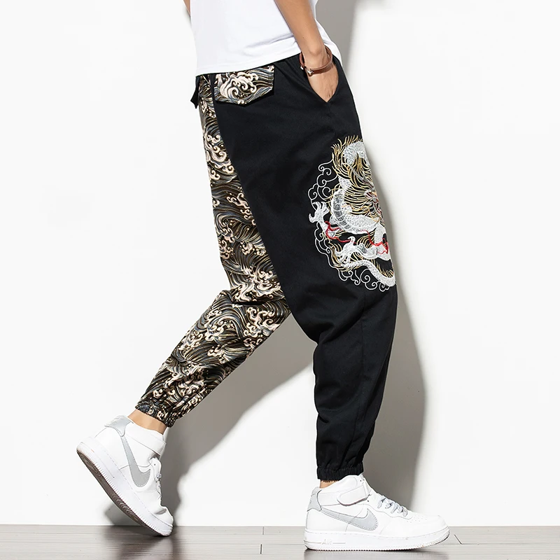 Traditional Chinese Embroidery Dragon Wide Leg Harem Pants Men Japanese Style Harajuku Streetwear Loose Cotton Bottom Trousers
Traditional Chinese Embroidery Dragon Wide Leg Harem Pants Men Japanese Style Harajuku Streetwear Loose Cotton Bottom Trousers