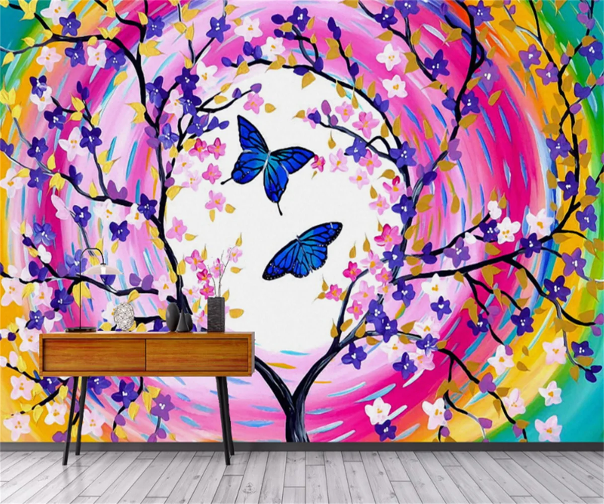 New Chinese style abstract tree butterfly studio background decoration wall stickers custom children's room wallpaper mural
New Chinese style abstract tree butterfly studio background decoration wall stickers custom children's room wallpaper mural