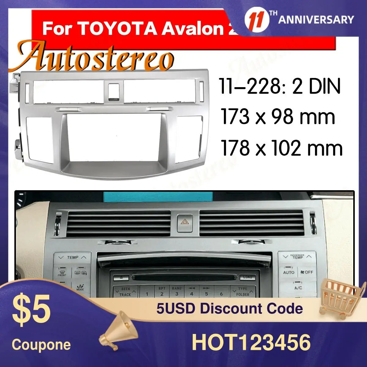 Frame Panel Top Radio Fascia For Toyota Avalon 2005-2009 Stereo Fascia Dash CD Trim Installation Frame Kit
Frame Panel Top Radio Fascia For Toyota Avalon 2005-2009 Stereo Fascia Dash CD Trim Installation Frame Kit