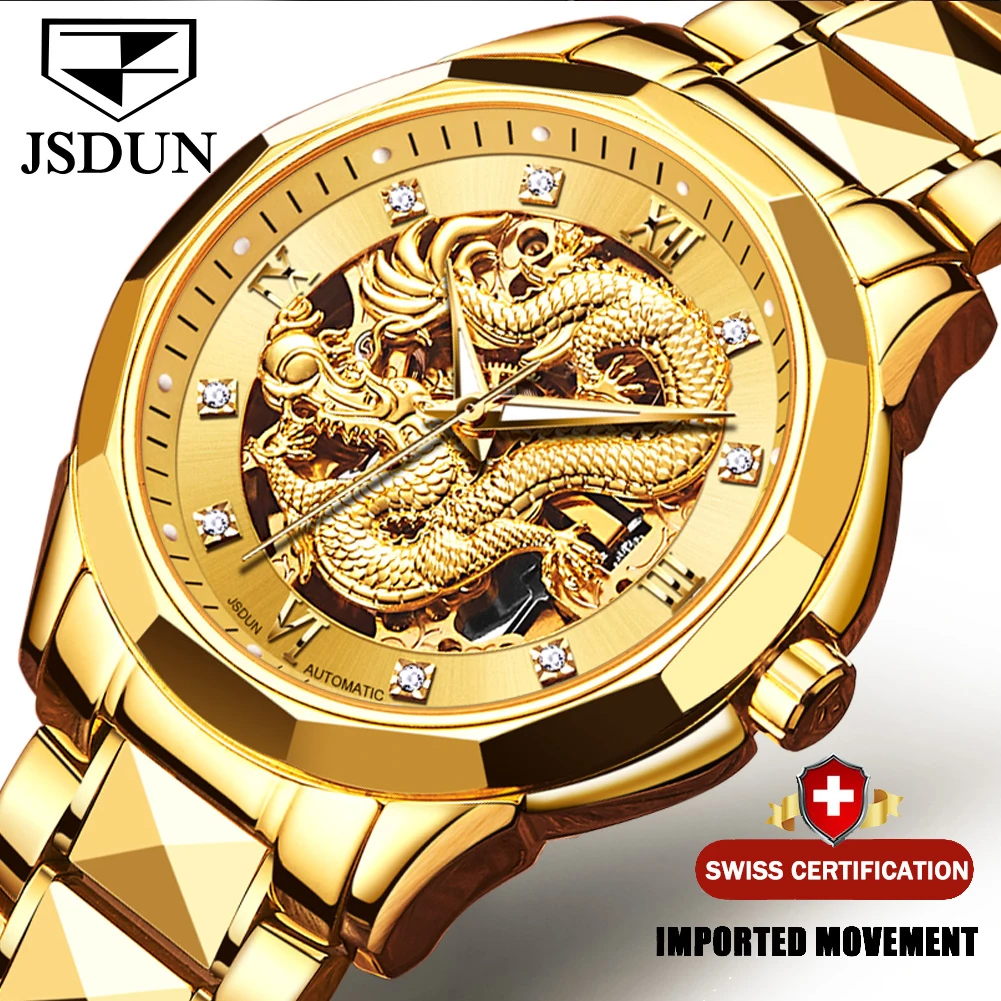 Dragon Skeleton Automatic Mechanical Watches For Men Wrist Watch Stainless Steel Strap Gold Clock 30m Waterproof Mens watch 8840
Dragon Skeleton Automatic Mechanical Watches For Men Wrist Watch Stainless Steel Strap Gold Clock 30m Waterproof Mens watch 8840