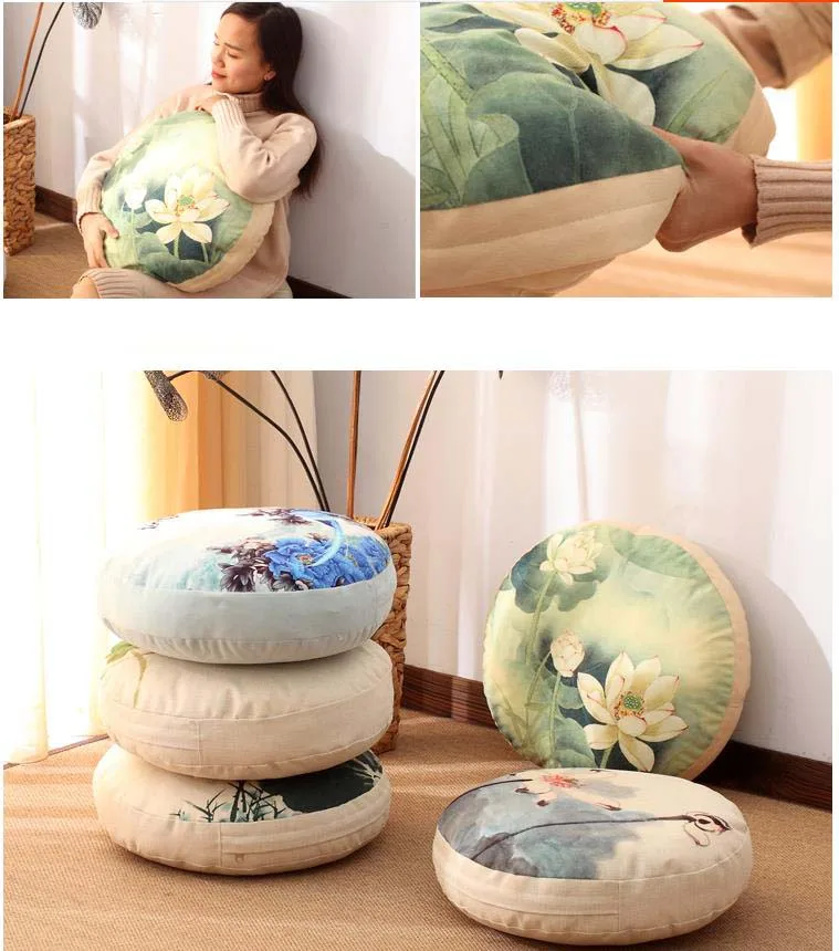 Chinese Style Cotton Linen Lotus Pattern Cushion Tatami Car Round Thickened Lazy People On The Ground Removable Floor FUTON
Chinese Style Cotton Linen Lotus Pattern Cushion Tatami Car Round Thickened Lazy People On The Ground Removable Floor FUTON