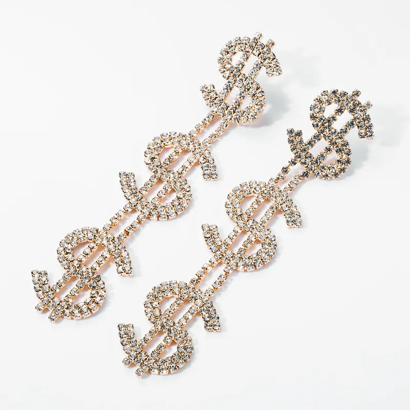 New Trendy Dollar Sign Multi-layer Alloy Brilliant Earrings for Women Inlaid Rhinestones Girl Fashion Ear Studs Friendship Gifts
New Trendy Dollar Sign Multi-layer Alloy Brilliant Earrings for Women Inlaid Rhinestones Girl Fashion Ear Studs Friendship Gifts