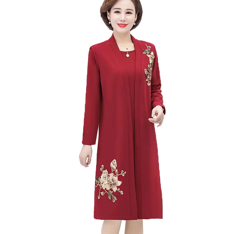 2022 New Mother's Spring Autumn Two-piece Suit Women Middle-aged Vest Coat And Long Sleeve Dress 2 piece Set Outfit Female Set
2022 New Mother's Spring Autumn Two-piece Suit Women Middle-aged Vest Coat And Long Sleeve Dress 2 piece Set Outfit Female Set