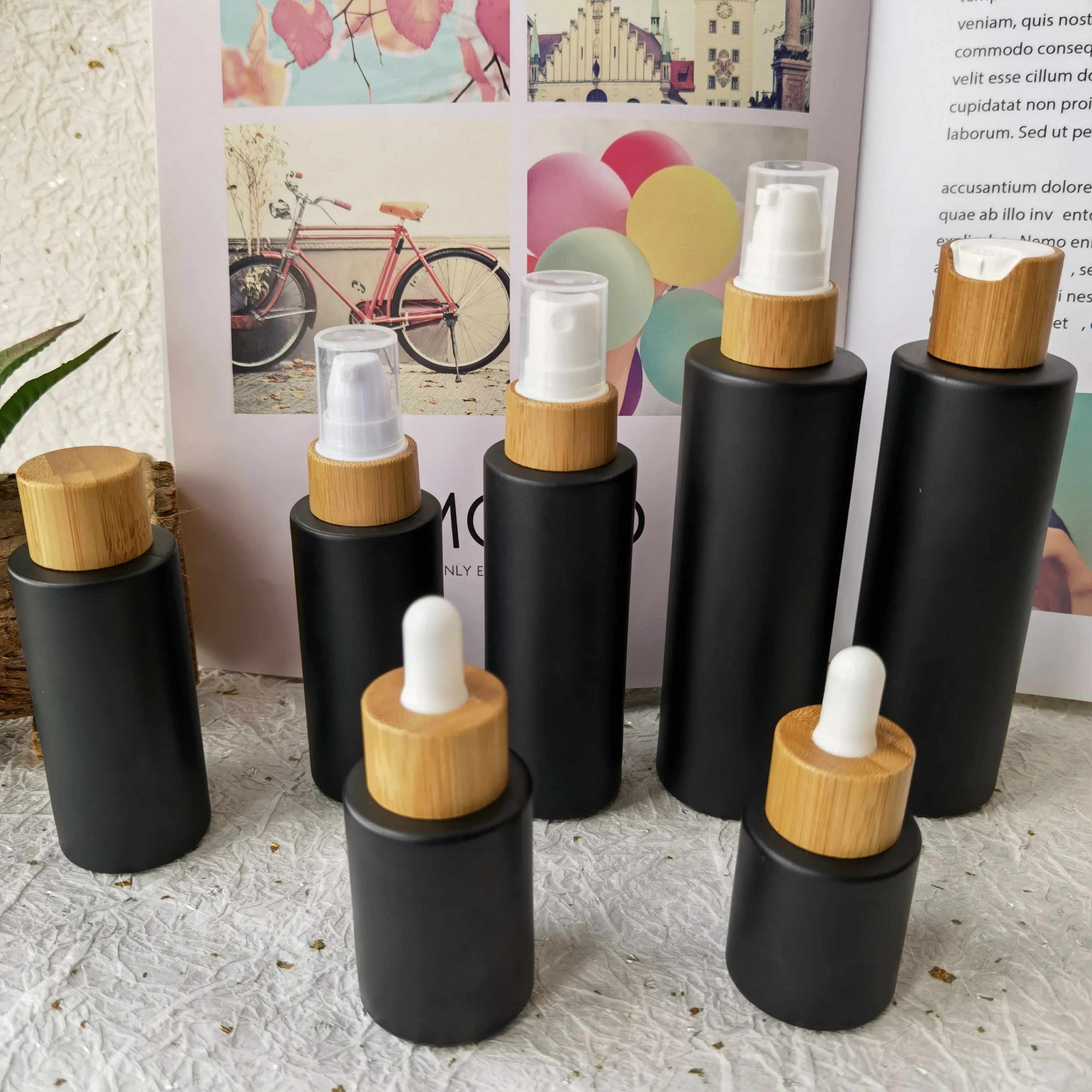 Empty Frosted Matte Black Glass Makeup Toner Bottles With Bamboo Lid Cap Cosmetic Lotion Container Vials Perfume Spray Bottles
Empty Frosted Matte Black Glass Makeup Toner Bottles With Bamboo Lid Cap Cosmetic Lotion Container Vials Perfume Spray Bottles