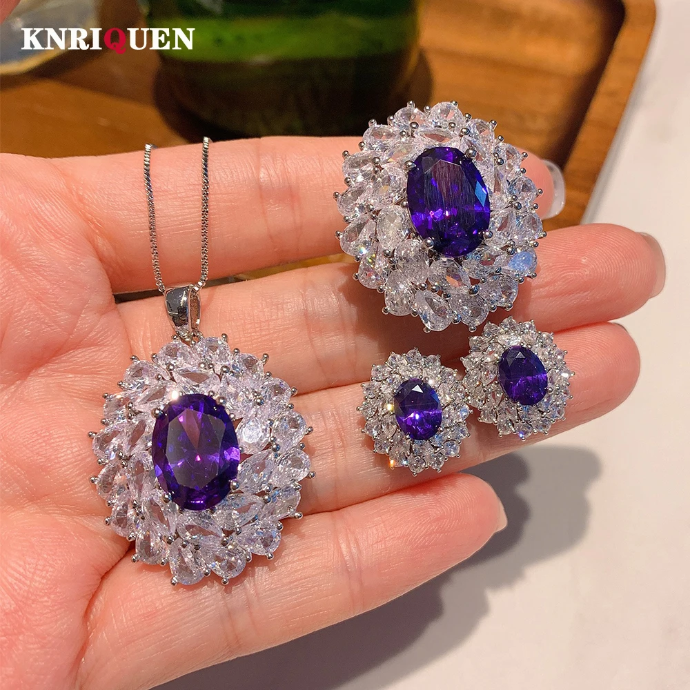 2021 Trend Amethyst Gemstone Pendant Necklace Earrings Ring Charms Wedding Fine Jewelry Sets for Girlfriend Vintage Accessories
2021 Trend Amethyst Gemstone Pendant Necklace Earrings Ring Charms Wedding Fine Jewelry Sets for Girlfriend Vintage Accessories