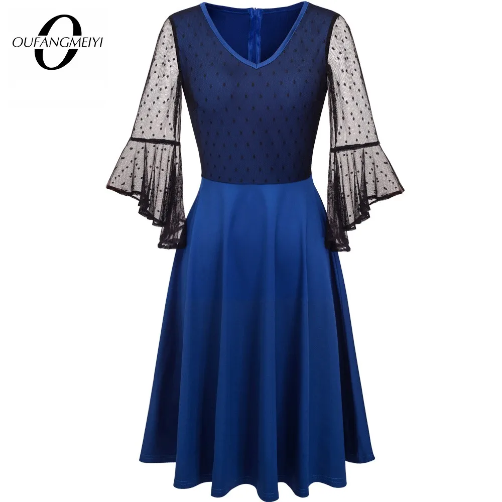 Summer Women Vintage Polka Dots Mesh Patchwork Dresses Cocktail Party Elegant Flare Dress 1EA050
Summer Women Vintage Polka Dots Mesh Patchwork Dresses Cocktail Party Elegant Flare Dress 1EA050