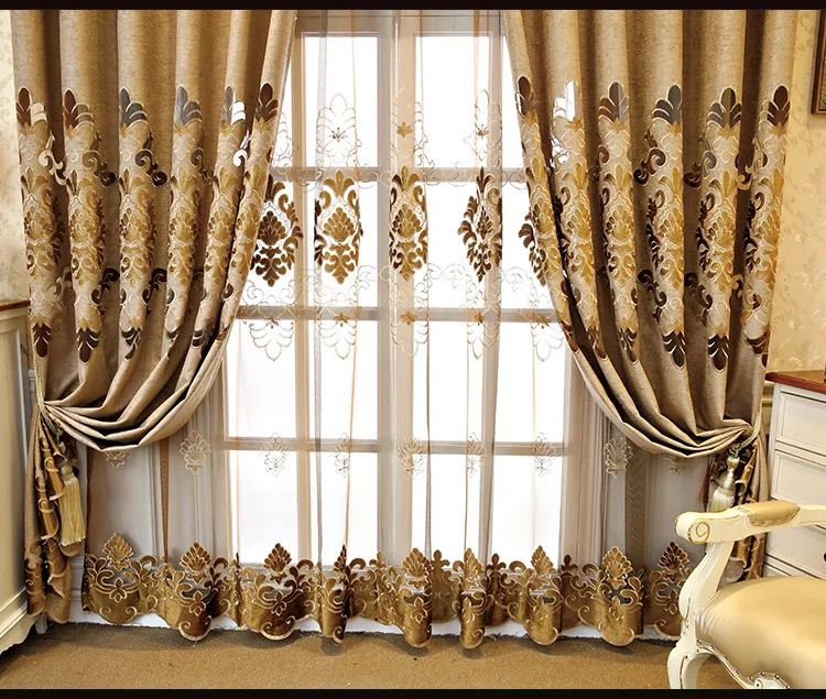 European Style Jacquard Curtain Half Shading Bedroom Curtain Home Decoration Chenille embroidered curtains Tulle custom
European Style Jacquard Curtain Half Shading Bedroom Curtain Home Decoration Chenille embroidered curtains Tulle custom