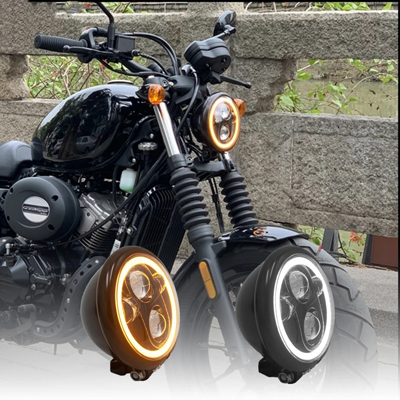 5.75 inch Motorcycle headlight assembly GV300S modified LED headlight with yellow aperture super bright headlight
5.75 inch Motorcycle headlight assembly GV300S modified LED headlight with yellow aperture super bright headlight