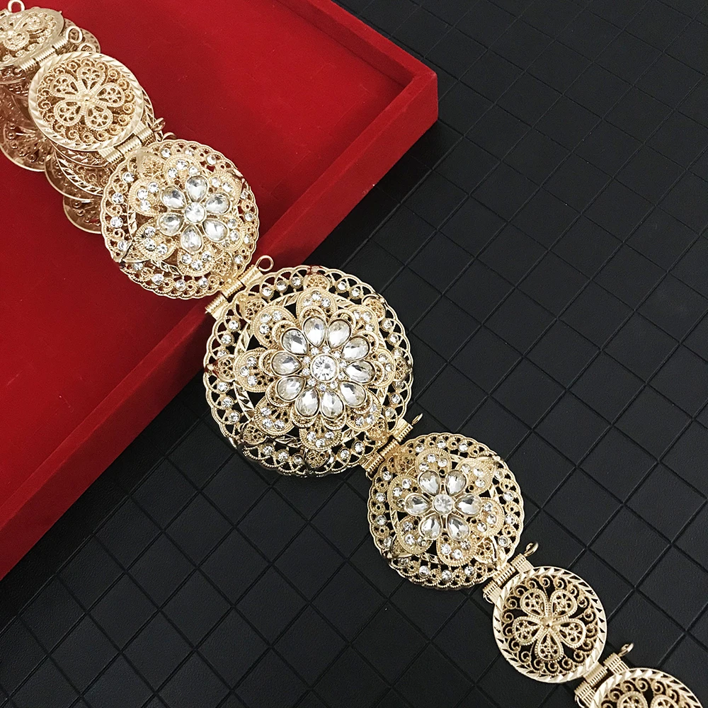 Morocca Aristocratic Hollow Flower Metal Waist Chain Round Crystal Belt Jewelry Women's Wedding Dress Body Chain Adjustable
Morocca Aristocratic Hollow Flower Metal Waist Chain Round Crystal Belt Jewelry Women's Wedding Dress Body Chain Adjustable
