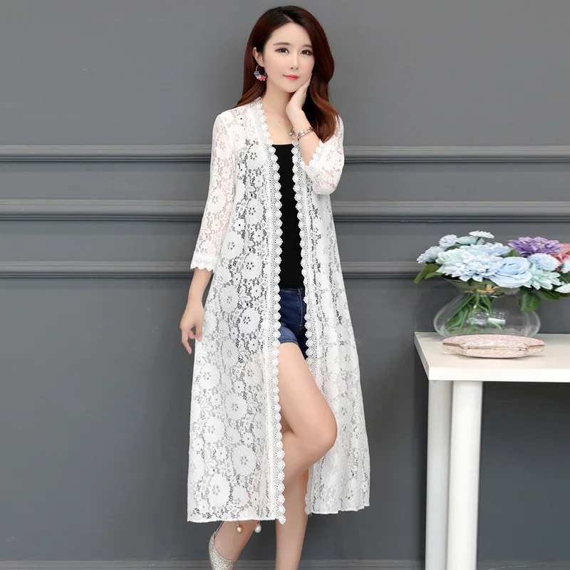 Summer Covers Up X Long Blouse Women Lace Hollow Top Casual 3/4 Sleeve Shirt Large Size Work Oversize Sunproof Shawl Open Stitch
Summer Covers Up X Long Blouse Women Lace Hollow Top Casual 3/4 Sleeve Shirt Large Size Work Oversize Sunproof Shawl Open Stitch