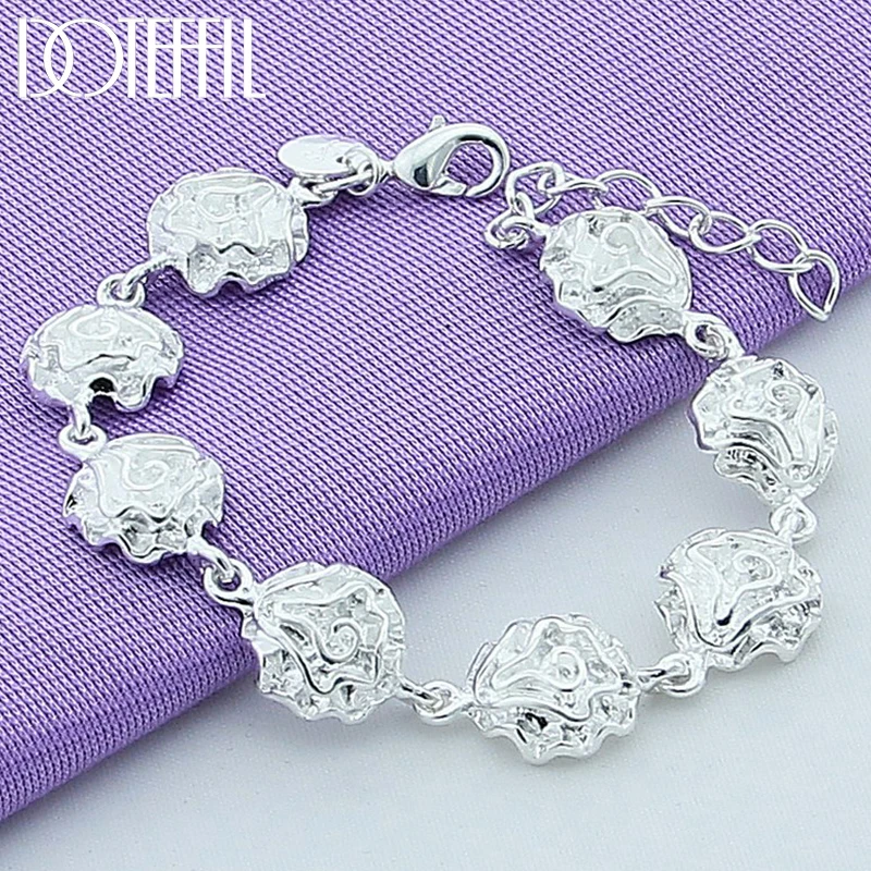 DOTEFFIL 925 Sterling Silver 18K Gold Rose Flower Chain Bracelet For Women Fashion Charm Wedding Engagement Party Jewelry
DOTEFFIL 925 Sterling Silver 18K Gold Rose Flower Chain Bracelet For Women Fashion Charm Wedding Engagement Party Jewelry