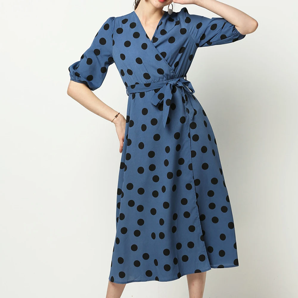 YMING Autumn Women Dress Dot Printed Long Dresses Evening Party Half Sleeve Vestidos Woman Clothes
YMING Autumn Women Dress Dot Printed Long Dresses Evening Party Half Sleeve Vestidos Woman Clothes