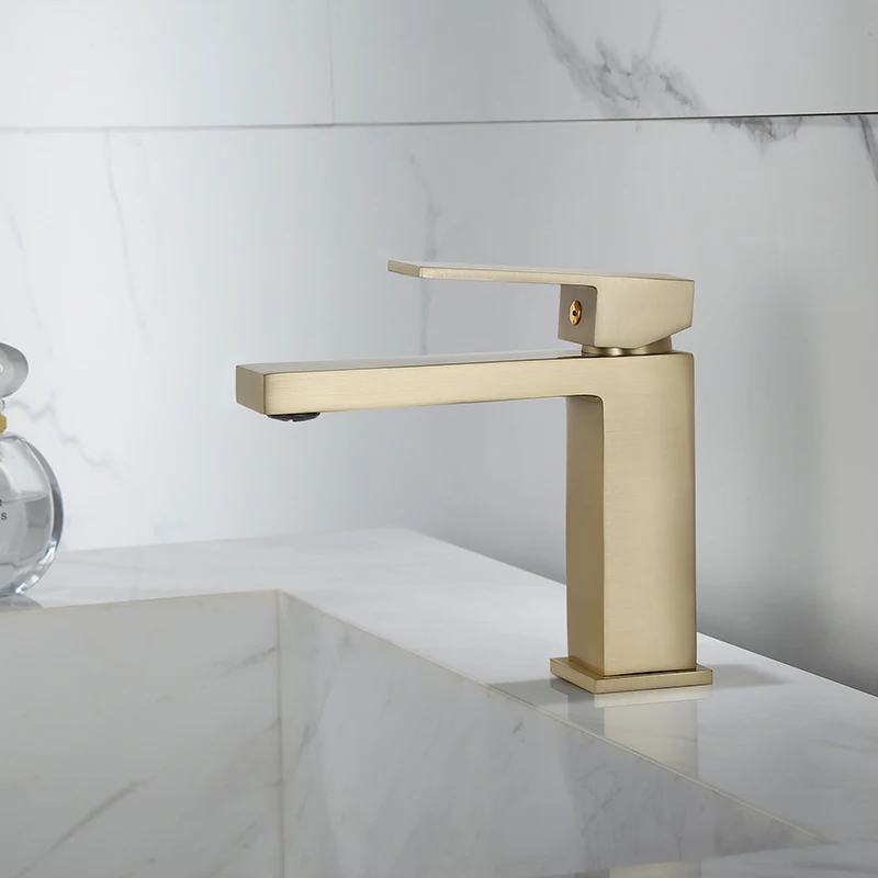Bathroom Basin Faucet Single Lever Sink Mixer Crane Brass Brush Gold Sink Faucet Hot and Cold Water Tap
Bathroom Basin Faucet Single Lever Sink Mixer Crane Brass Brush Gold Sink Faucet Hot and Cold Water Tap