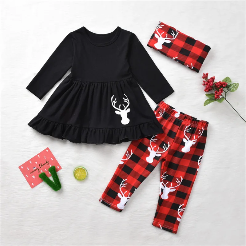 Christmas Girl Sets Long Sleeve Toddler Girl Clothes Elk Print Dress Sets Plaid Pants Children Clothing Ruffle Tops Girl Outfit
Christmas Girl Sets Long Sleeve Toddler Girl Clothes Elk Print Dress Sets Plaid Pants Children Clothing Ruffle Tops Girl Outfit