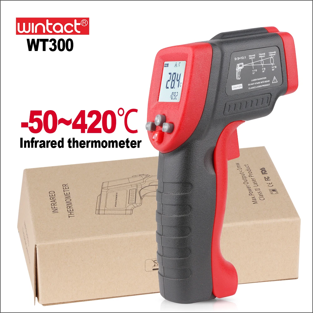 5x ВИНТАКТ -50~420 ℃ Цифровой ИК-инфракрасный термометр WT300 Ручной бесконтактный лазерный термометр Пистолет Измеритель температуры Пирометр
5x ВИНТАКТ -50~420 ℃ Цифровой ИК-инфракрасный термометр WT300 Ручной бесконтактный лазерный термометр Пистолет Измеритель температуры Пирометр