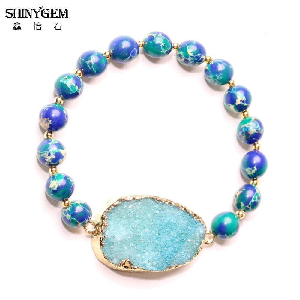 2023 ShinyGem Charm Yoga Bangles Natural Crystal Druzy Bracelets 8mm Blue Green Sea Sediment Jaspers Bead For Women Jewelry
2023 ShinyGem Charm Yoga Bangles Natural Crystal Druzy Bracelets 8mm Blue Green Sea Sediment Jaspers Bead For Women Jewelry