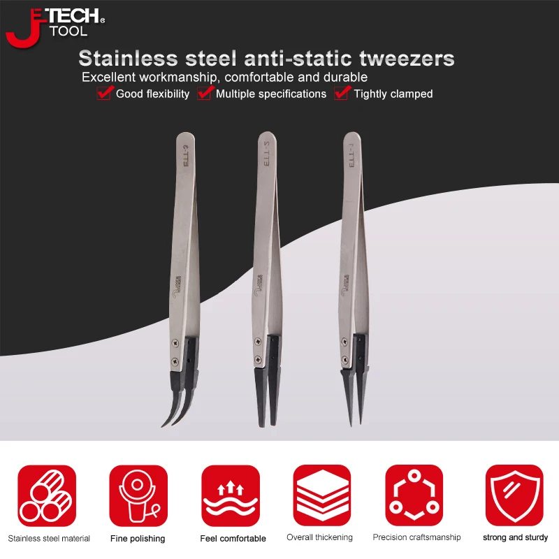 Stainless Steel Precision Tweezer Anti-Static ESD Maintenance Industrial Curved Clip Soldering Electronic Repair Hand Tools
Stainless Steel Precision Tweezer Anti-Static ESD Maintenance Industrial Curved Clip Soldering Electronic Repair Hand Tools