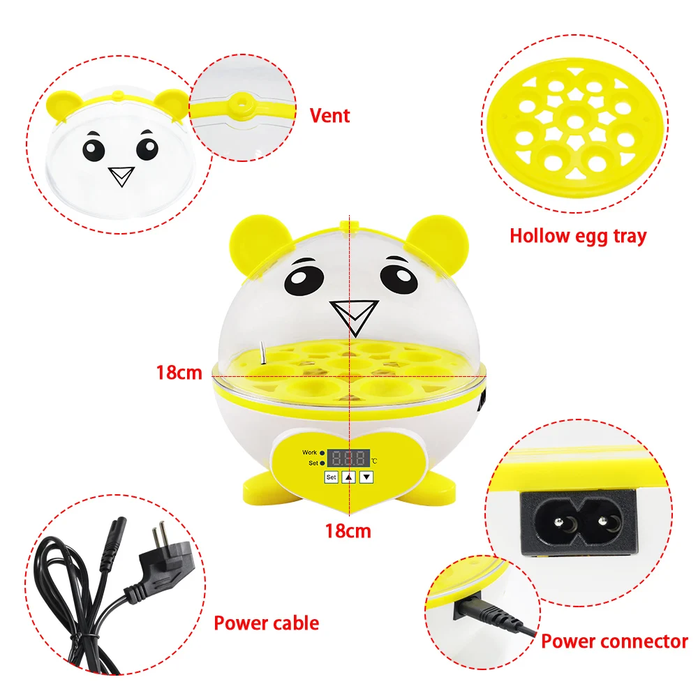 Mini 9 Egg Incubator Poultry Incubator Brooder Digital Temperature Farm Hatchery Egg Incubator Chicken Duck Bird Pigeon Hatcher
Mini 9 Egg Incubator Poultry Incubator Brooder Digital Temperature Farm Hatchery Egg Incubator Chicken Duck Bird Pigeon Hatcher