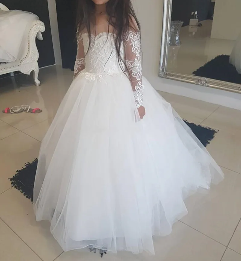 White Long Sleeves Flower Girl Dresses For Wedding Child Birthday Party Gown First Communion Dress 1-14Y
White Long Sleeves Flower Girl Dresses For Wedding Child Birthday Party Gown First Communion Dress 1-14Y