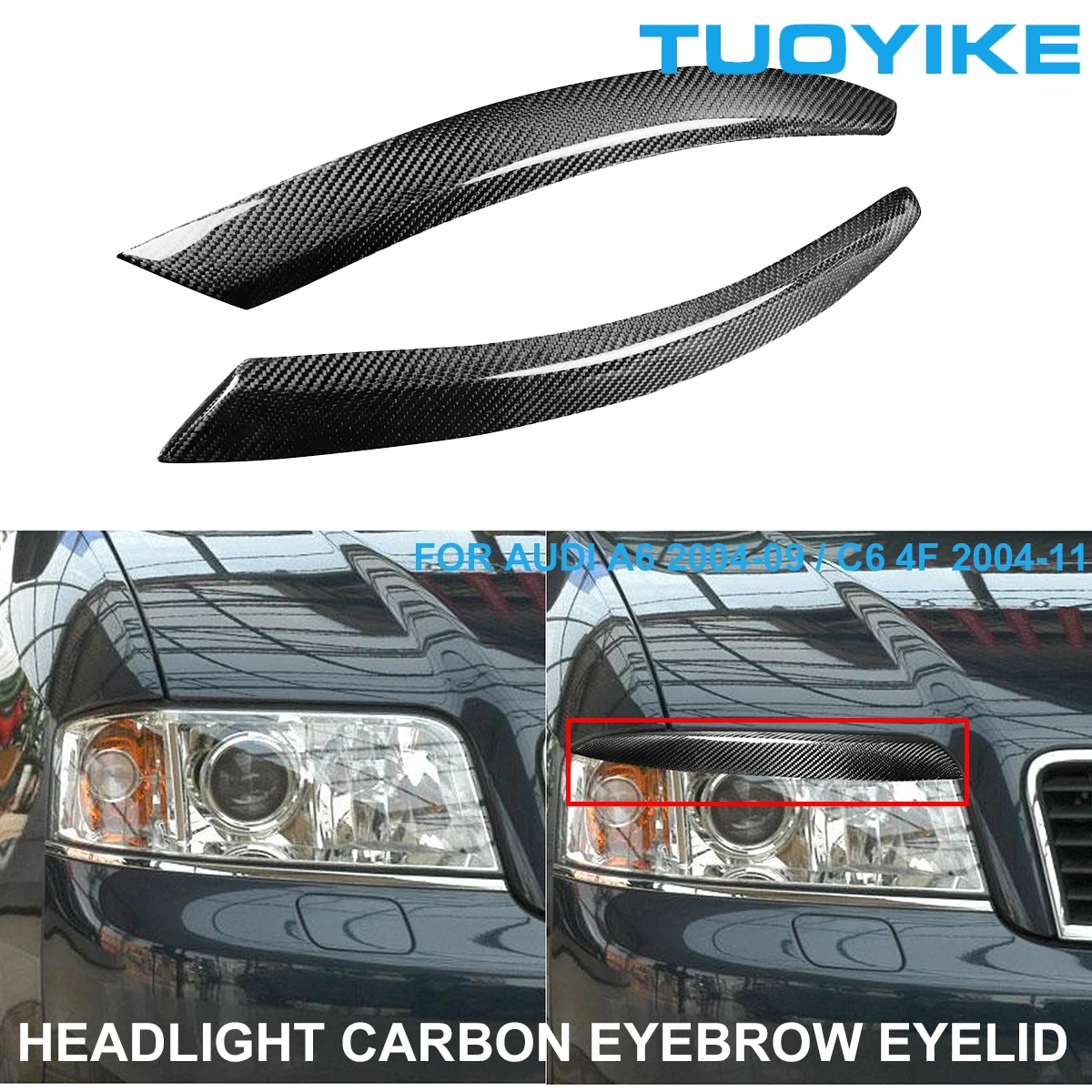 2PCS Car Styling Real Carbon Fiber Headlight Eyebrow Eyelids Trim Cover Sticker For Audi A6 / 2004-09 C6 4F 2004-2011 Accessory
2PCS Car Styling Real Carbon Fiber Headlight Eyebrow Eyelids Trim Cover Sticker For Audi A6 / 2004-09 C6 4F 2004-2011 Accessory