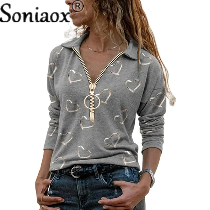Women's T-Shirt 2021 Spring And Autumn New Fashion Vintage Heart Printed Zipper V-Neck Long Sleeve T-Shirt Casual Tops
Women's T-Shirt 2021 Spring And Autumn New Fashion Vintage Heart Printed Zipper V-Neck Long Sleeve T-Shirt Casual Tops