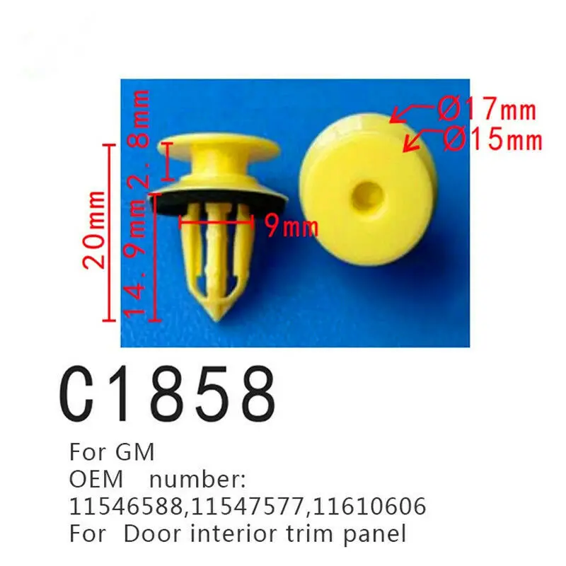 50/100/500x фиксаторы для дверной панели с/герметиком для GM Buick Encore Cadillac ATS Chevrolet GMC 11546588,11547577,11610606
50/100/500x фиксаторы для дверной панели с/герметиком для GM Buick Encore Cadillac ATS Chevrolet GMC 11546588,11547577,11610606